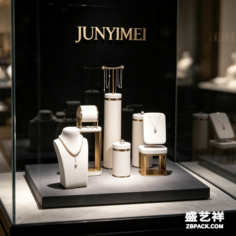 白皮纹金边珠宝展示套装CC6