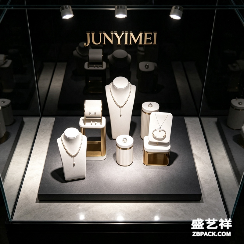 白皮纹金边珠宝展示套装CC6