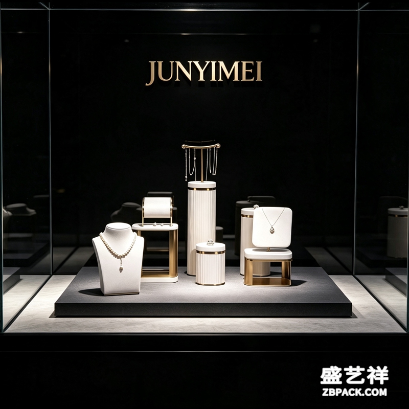 白皮纹金边珠宝展示套装CC6