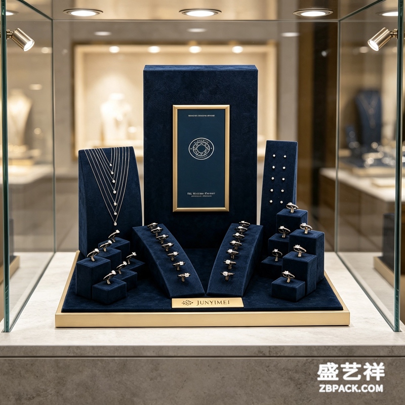 深蓝绒面金边珠宝展示套装CC11