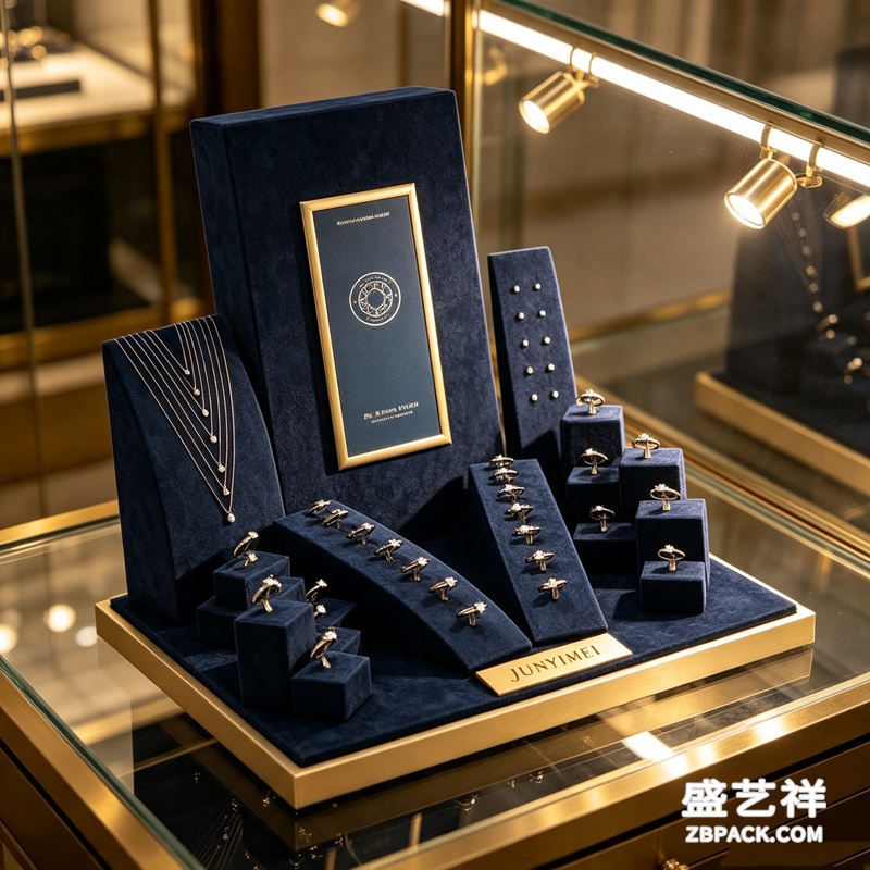深蓝绒面金边珠宝展示套装CC11