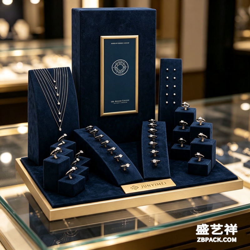 深蓝绒面金边珠宝展示套装CC11