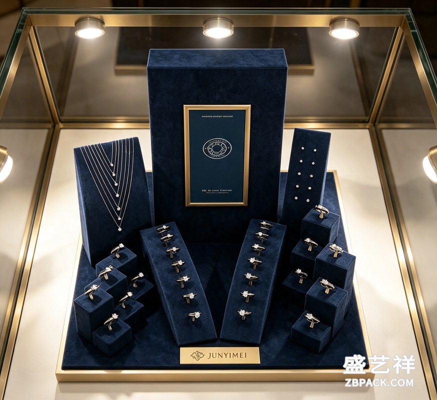 深蓝绒面金边珠宝展示套装CC11