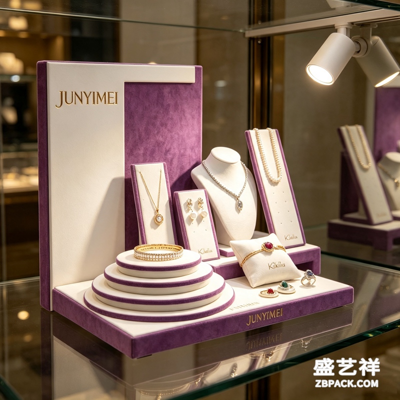 紫白绒面珠宝展示套装CC15