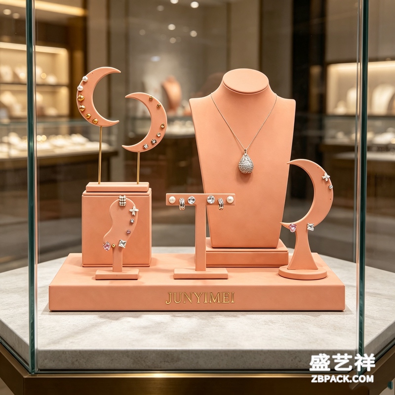 粉橙月亮造型珠宝展示套装CC18