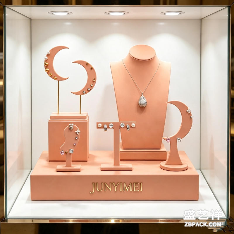粉橙月亮造型珠宝展示套装CC18