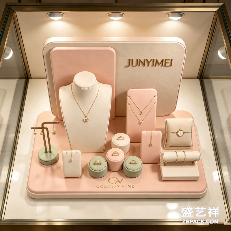 粉白绒面珠宝展示套装CC20