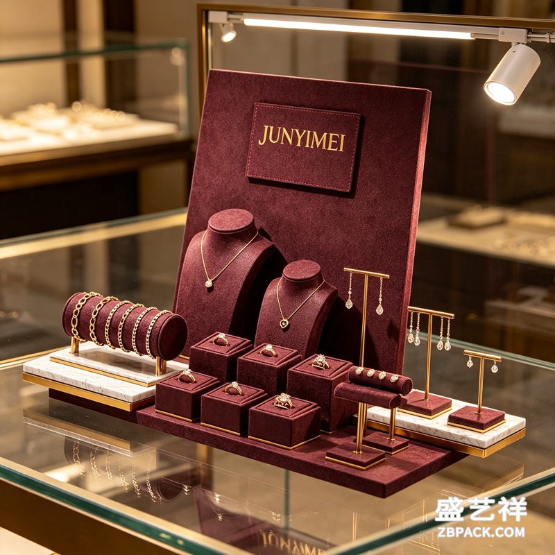 酒红绒面珠宝展示套装CC22