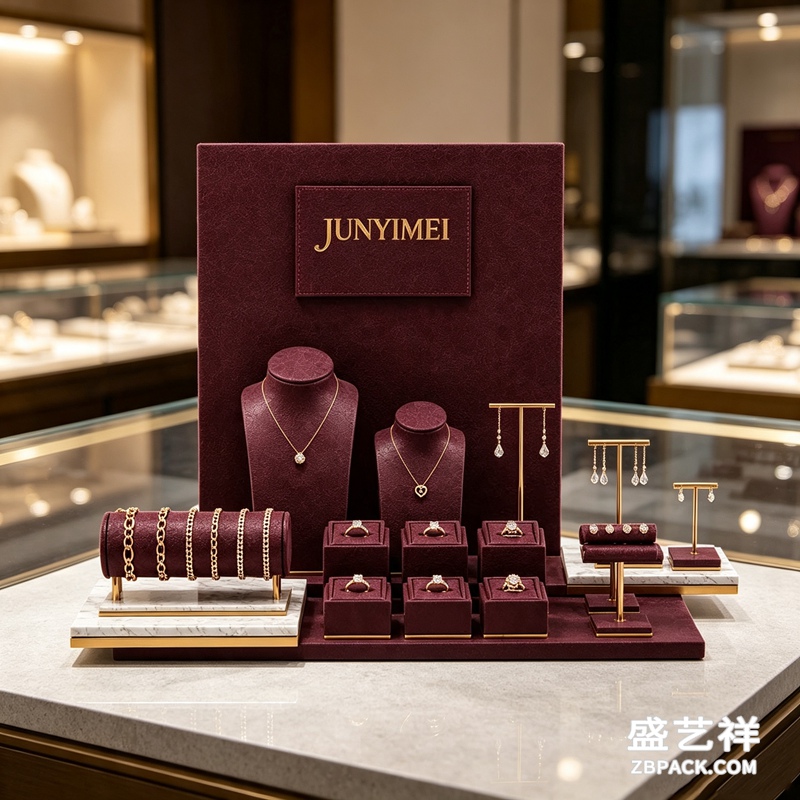 酒红绒面珠宝展示套装CC22