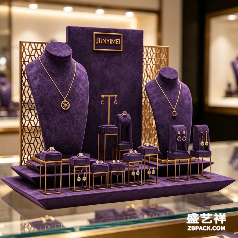紫绒金框珠宝展示套装CC26