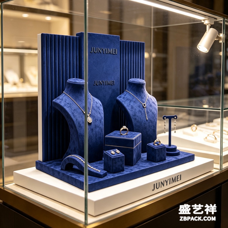 深蓝绒面珠宝壁柜展示套装CC29