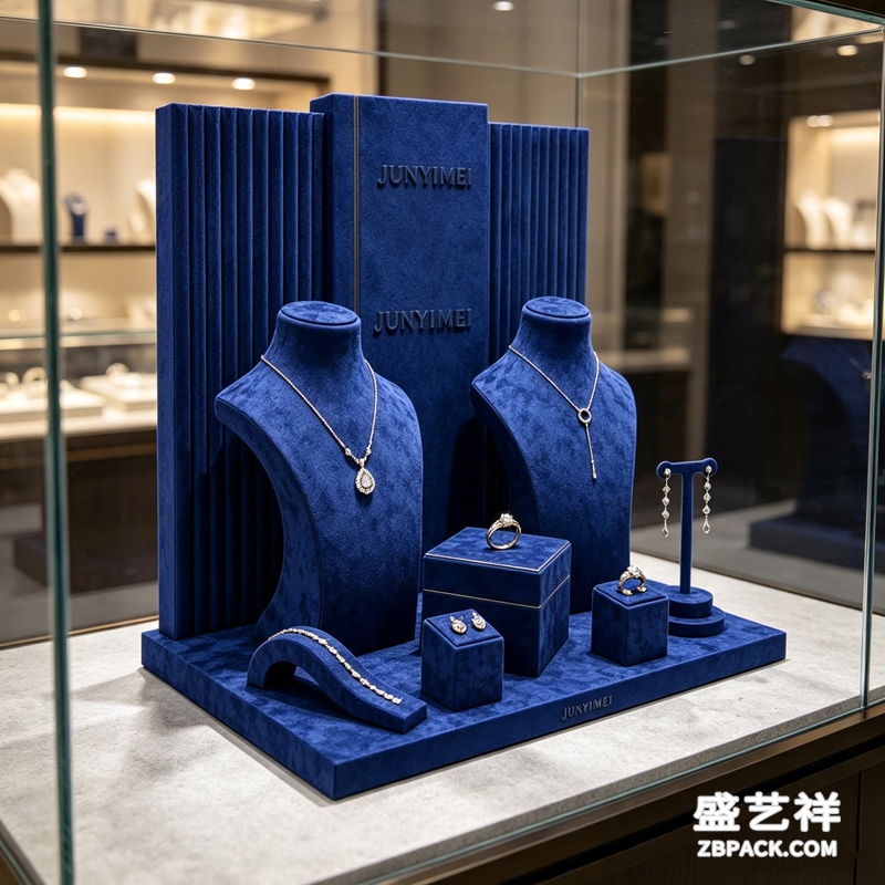 深蓝绒面珠宝壁柜展示套装CC29