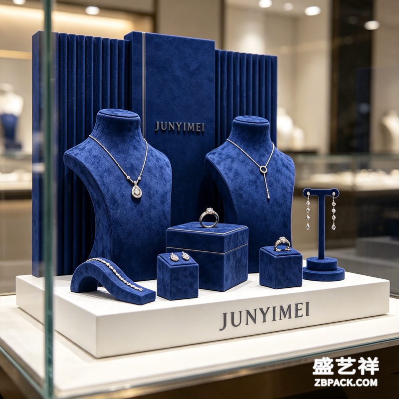 深蓝绒面珠宝壁柜展示套装CC29