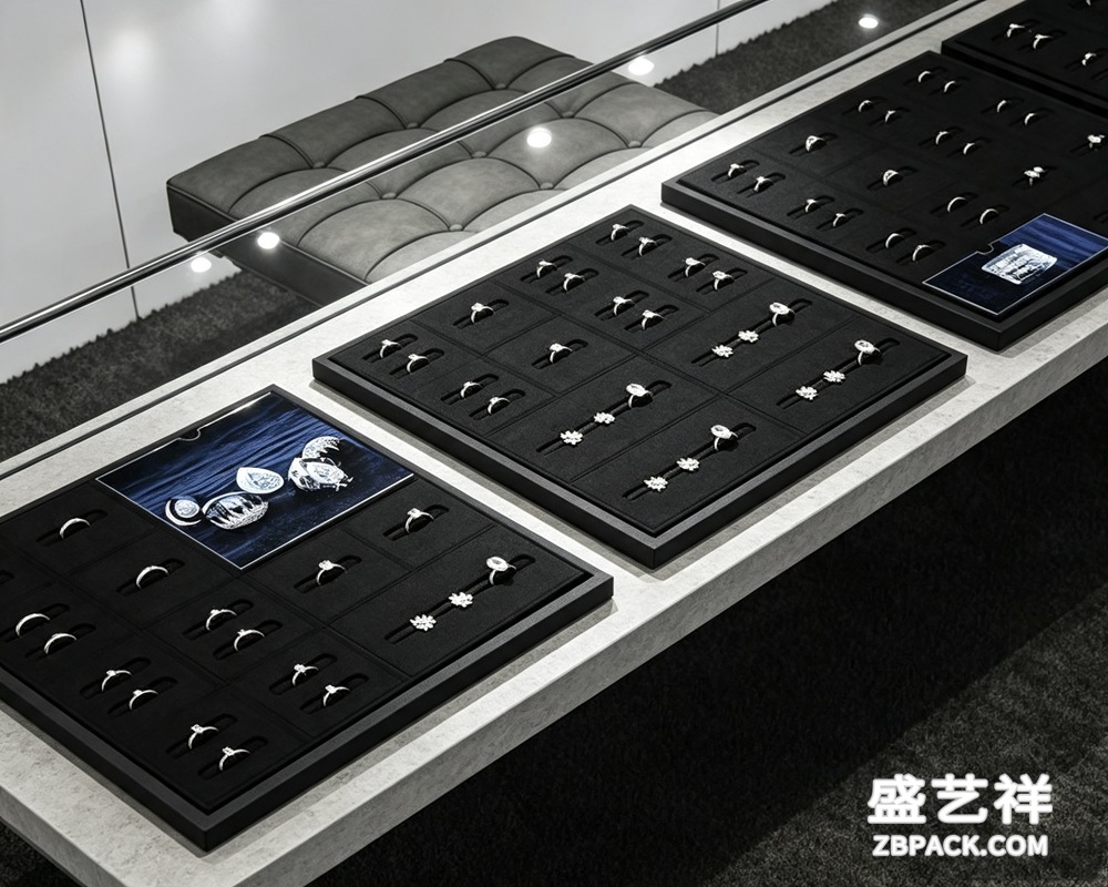 黑超纤多格戒指展示托盘TP02