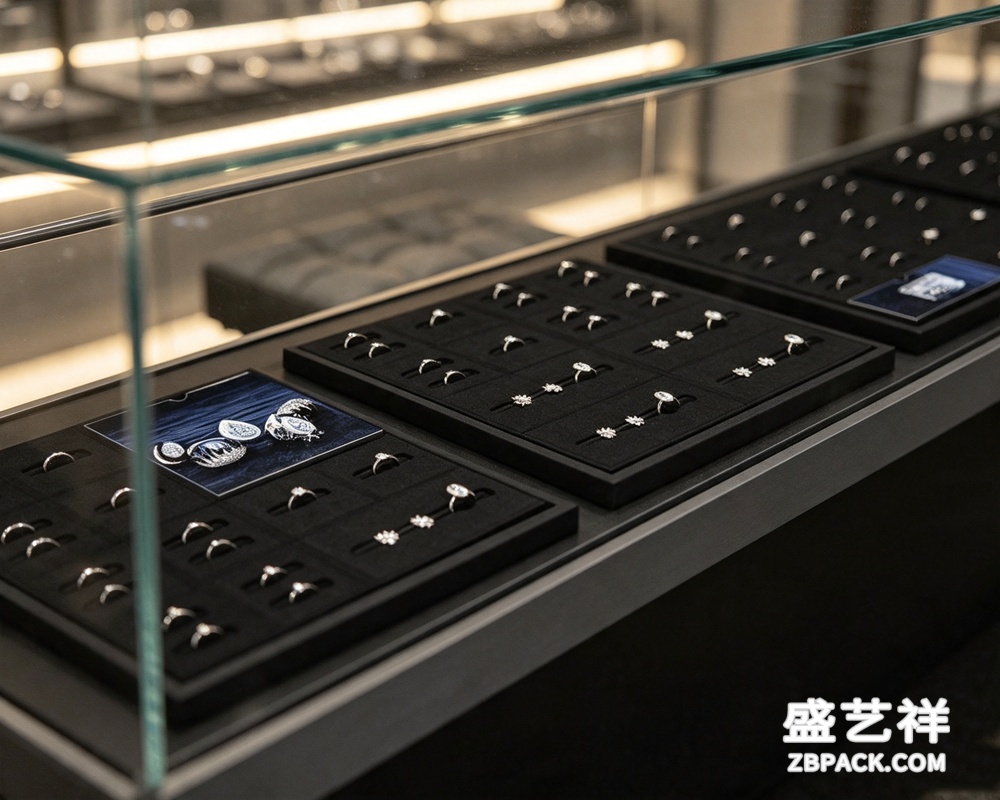 黑超纤多格戒指展示托盘TP02