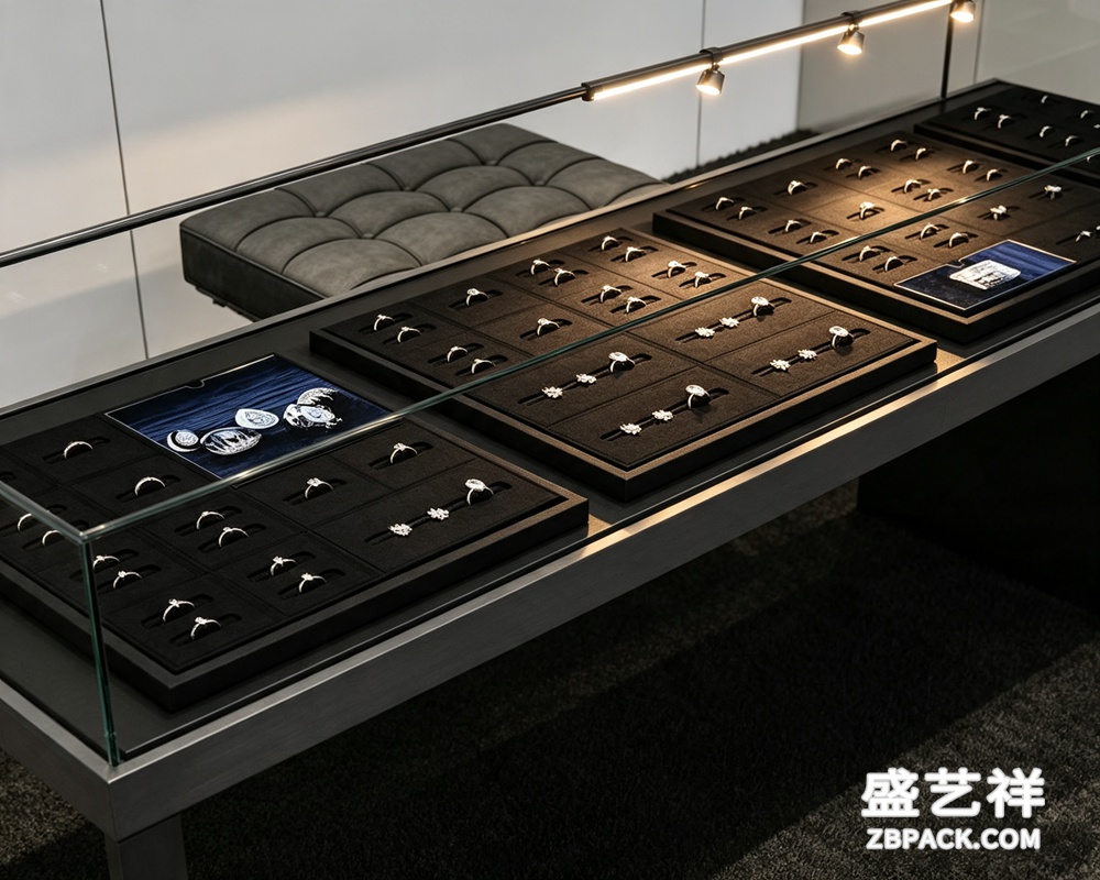 黑超纤多格戒指展示托盘TP02