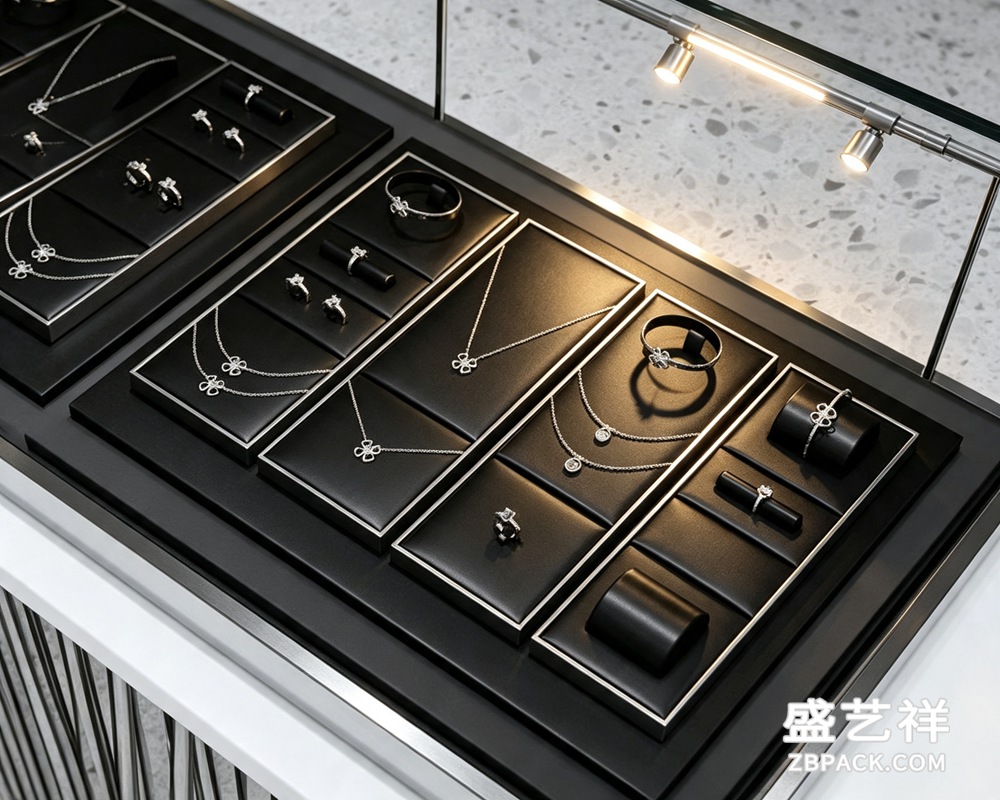 黑银轻奢珠宝展示托盘套装TP05 | Black & Silver Luxury Jewelry Display Tray Set TP06
