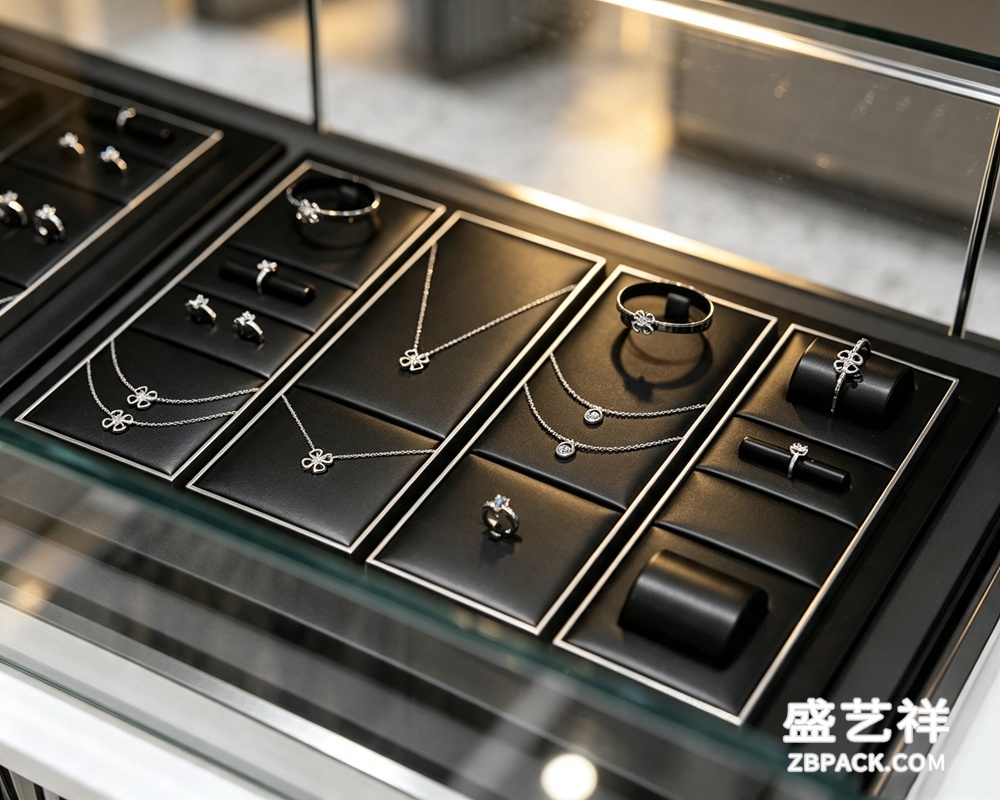 黑银轻奢珠宝展示托盘套装TP05 | Black & Silver Luxury Jewelry Display Tray Set TP06 - 细节图3