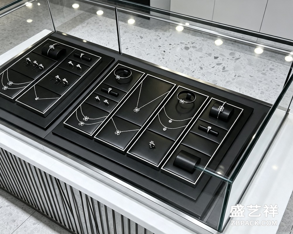 黑银轻奢珠宝展示托盘套装TP05 | Black & Silver Luxury Jewelry Display Tray Set TP06 - 细节图2