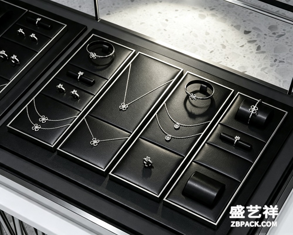 黑银轻奢珠宝展示托盘套装TP05 | Black & Silver Luxury Jewelry Display Tray Set TP06 - 细节图4