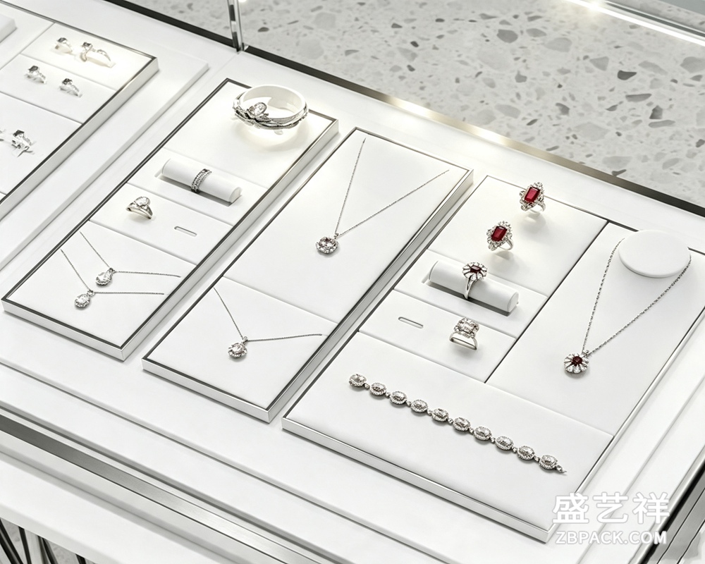 白色轻奢首饰展示托盘 TP07 | White Luxury Jewelry Display Tray Set TP07 - 细节图4