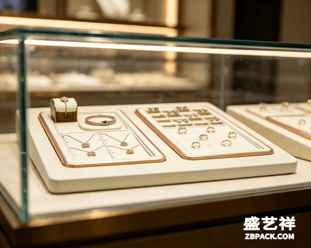 玫瑰金边多功能珠宝展示托盘 tp09 | Rose Gold Trim Multi-Function Jewelry Display Tray tp08 - 细节图3