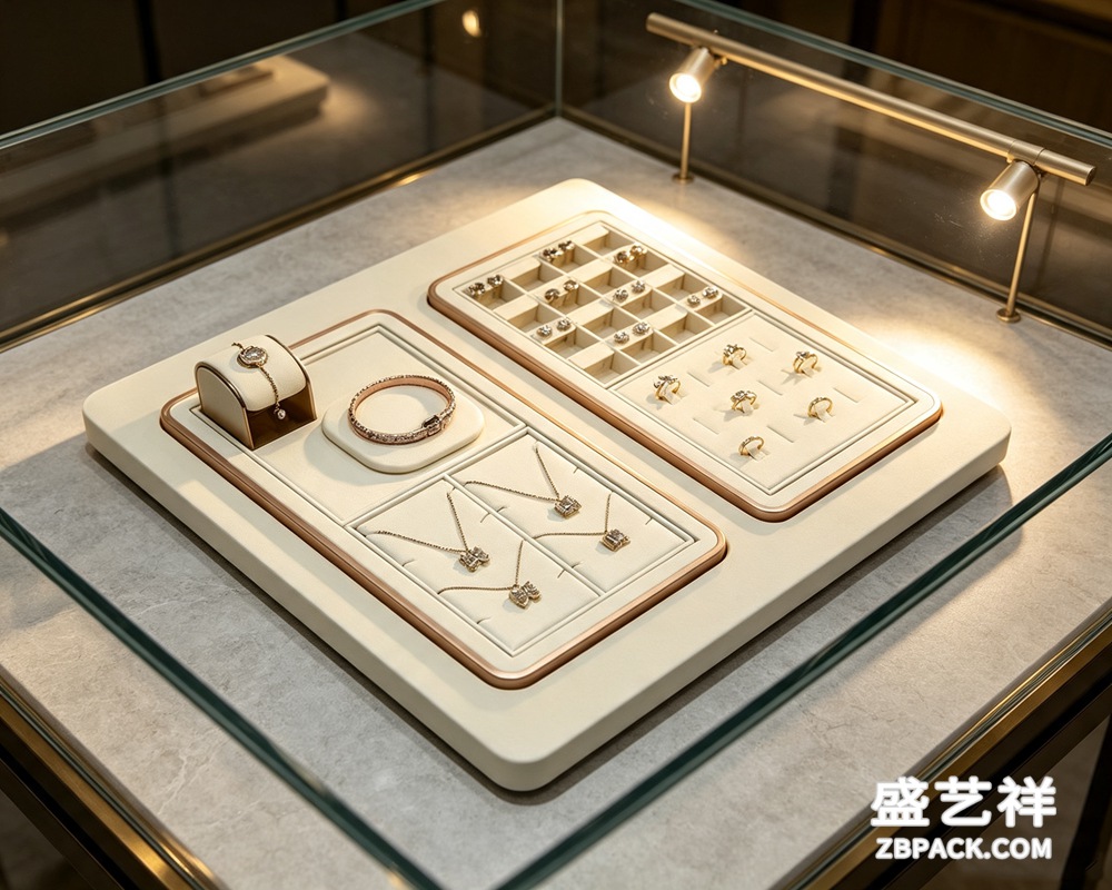 玫瑰金边多功能珠宝展示托盘 tp09 | Rose Gold Trim Multi-Function Jewelry Display Tray tp08 - 细节图4