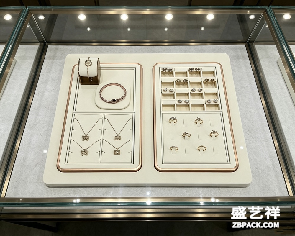 玫瑰金边多功能珠宝展示托盘 tp09 | Rose Gold Trim Multi-Function Jewelry Display Tray tp08 - 细节图2