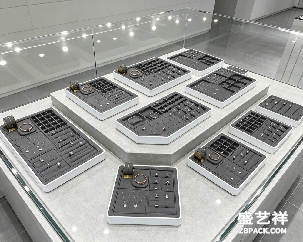 黑白撞色模块化珠宝展示托盘套装TP10 | Black & White Modular Jewelry Display Tray Set TP10 - 细节图4