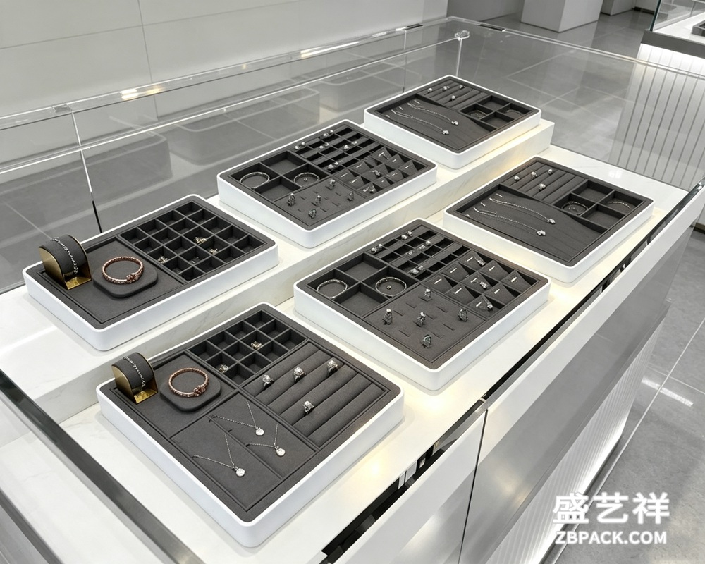 黑白撞色模块化珠宝展示托盘套装TP10 | Black & White Modular Jewelry Display Tray Set TP10
