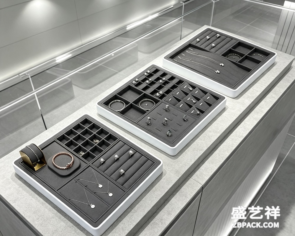 黑白撞色模块化珠宝展示托盘套装TP10 | Black & White Modular Jewelry Display Tray Set TP10 - 细节图2
