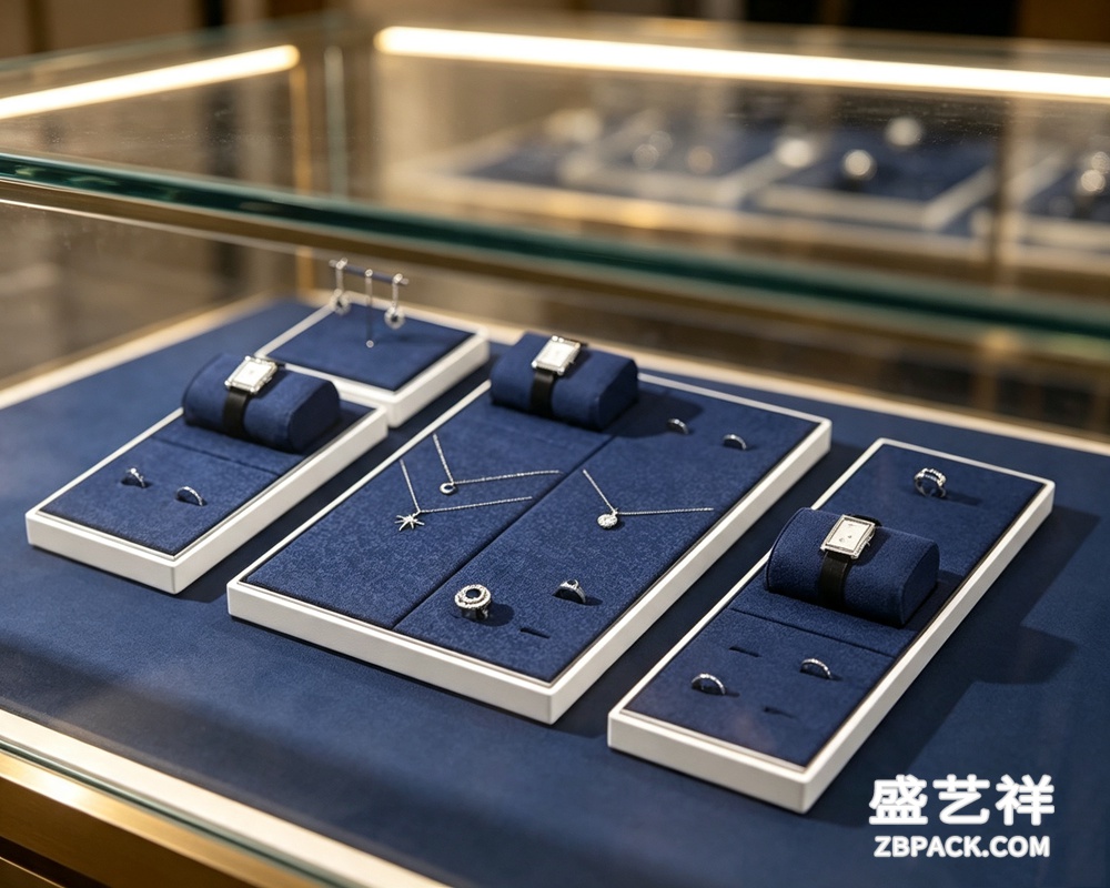 深蓝绒面多功能珠宝展示托盘TP11 | Deep Blue Velvet Multi-Function Jewelry Display Tray TP11