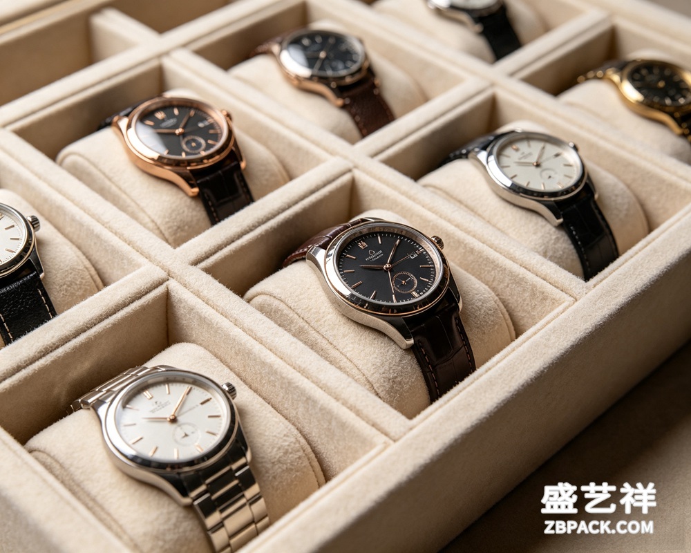 米白绒面12格手表展示托盘TP13 | Cream Velvet 12-Slot Watch Display Tray TP13 - 细节图4