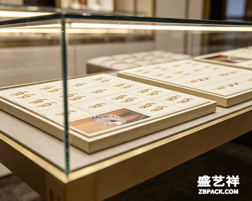米白超纤多格戒指展示托盘TP16 | Cream Microfiber Multi-Slot Ring Display Tray TP16 - 细节图4