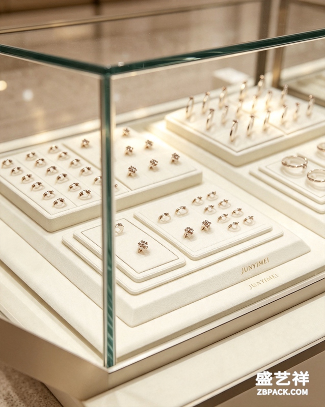 米白超纤多格戒指展示托盘TP22 | Cream Microfiber Multi-Slot Ring Display Tray TP22