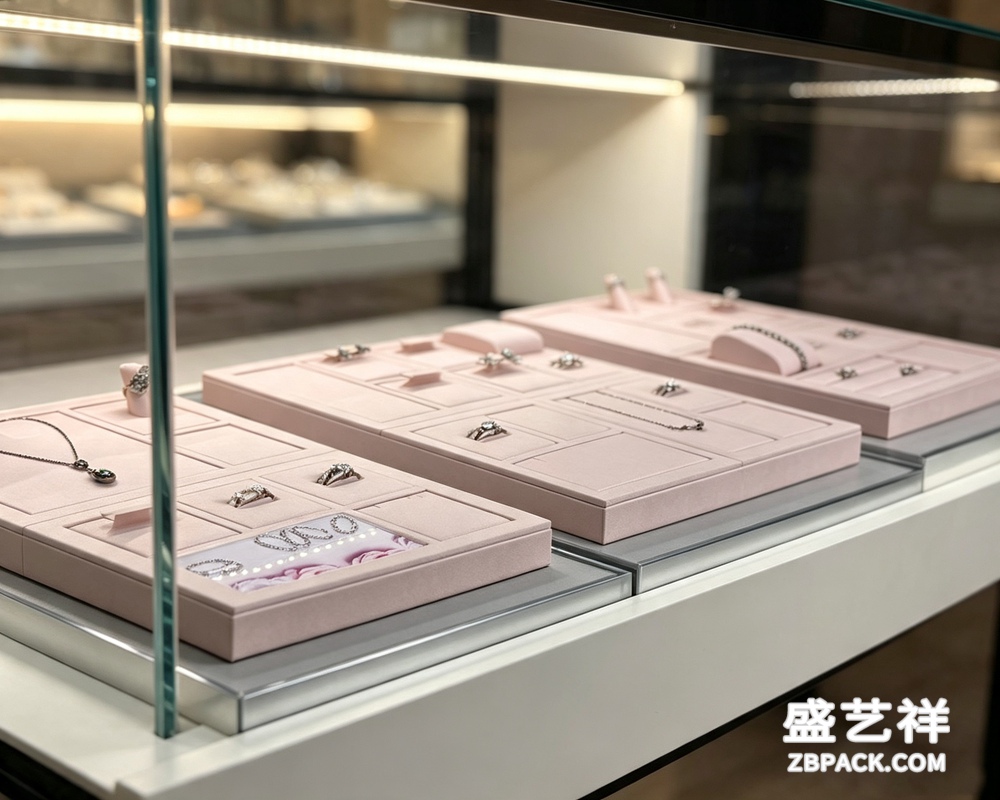 粉色绒面多功能组合珠宝托盘TP24 | Pink Velvet Multi-Function Modular Jewelry Tray TP24 - 细节图2