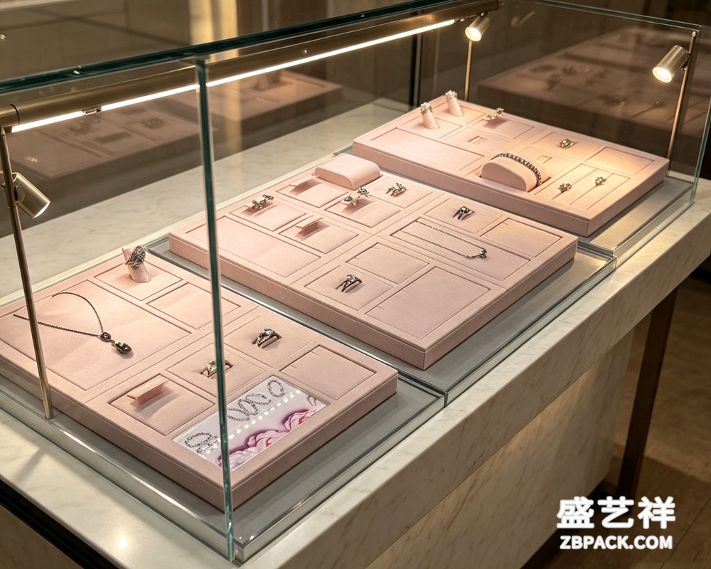 粉色绒面多功能组合珠宝托盘TP24 | Pink Velvet Multi-Function Modular Jewelry Tray TP24 - 细节图3