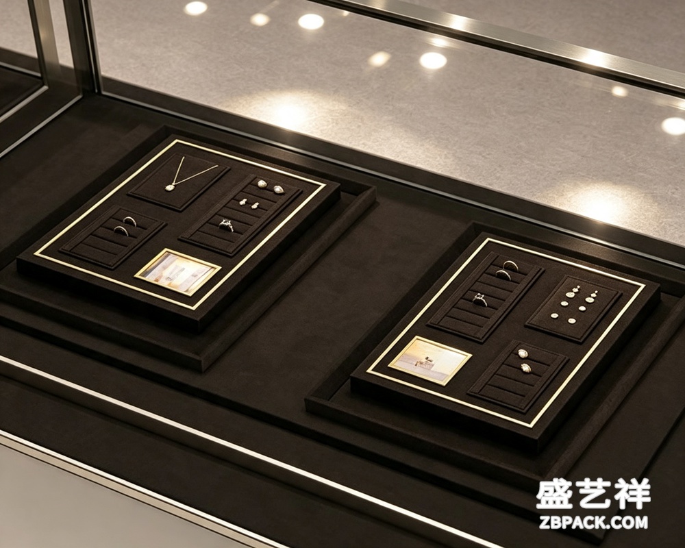 黑色金边多功能组合珠宝托盘TP25 | Black Gold-Trim Multi-Function Modular Jewelry Tray TP25 - 细节图4