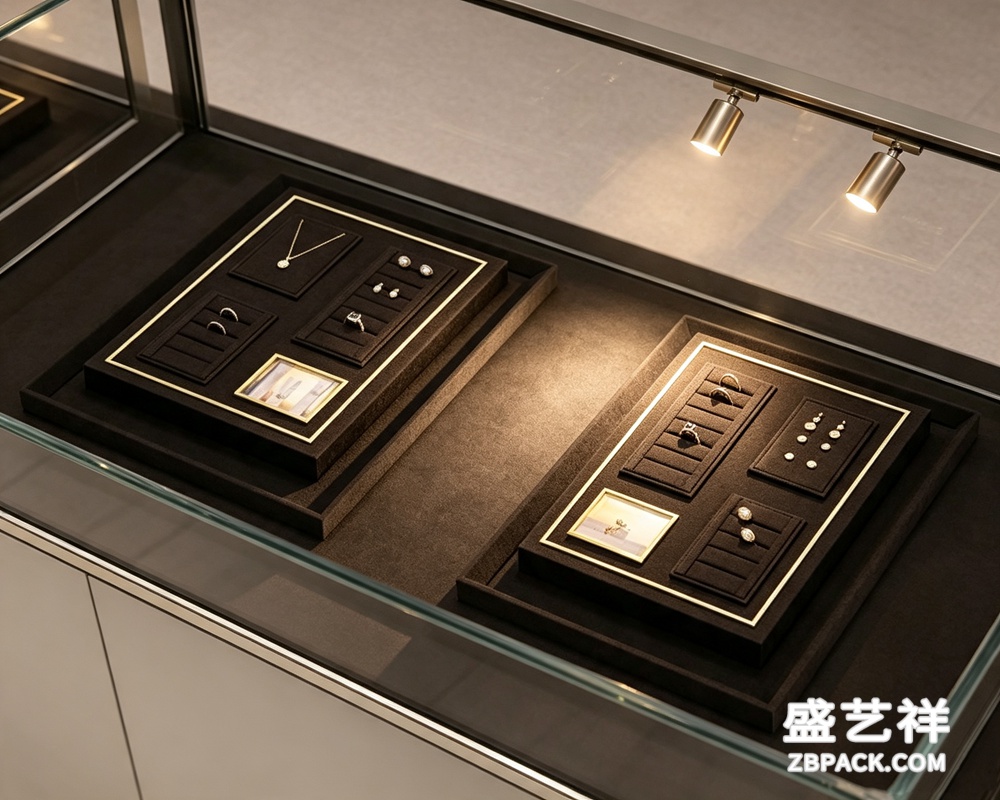 黑色金边多功能组合珠宝托盘TP25 | Black Gold-Trim Multi-Function Modular Jewelry Tray TP25 - 细节图3