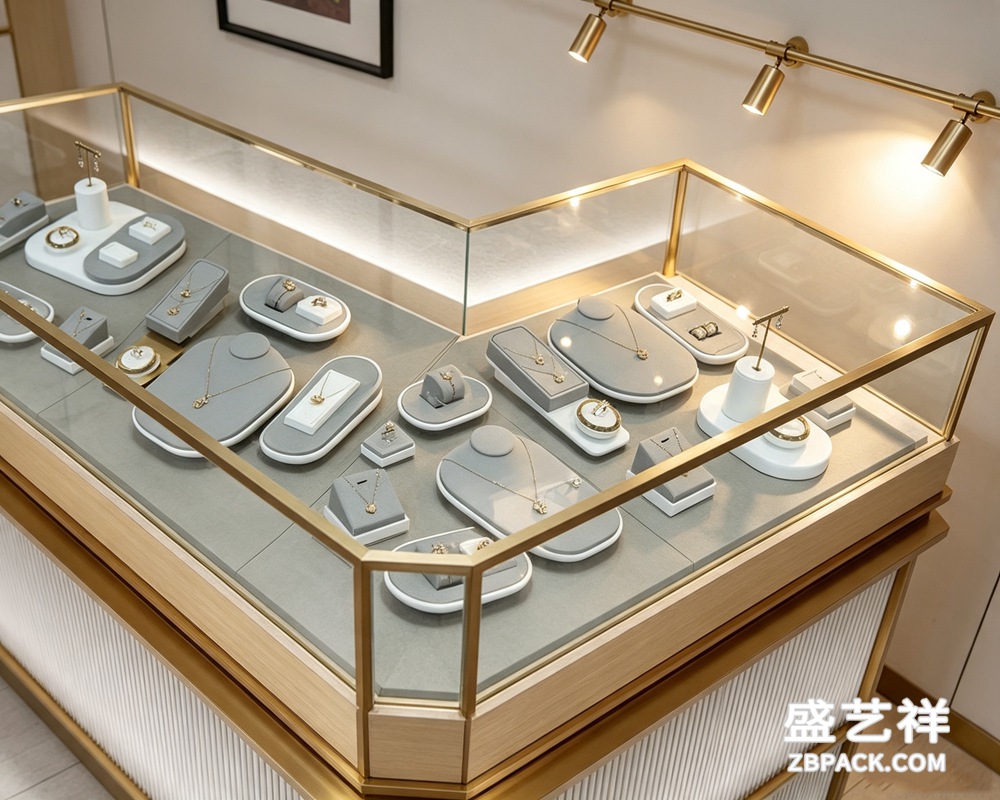 灰白拼色PU皮革珠宝陈列道具套装DJ01 | Grey-White Color Block PU Leather Jewelry Display Set DJ01 - 细节图3
