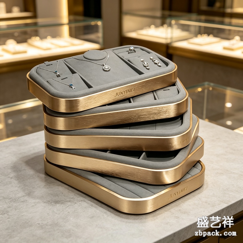 圆角金属珠宝托盘展示盘 TP39 | Rounded Metal Stackable Jewelry Tray TP39