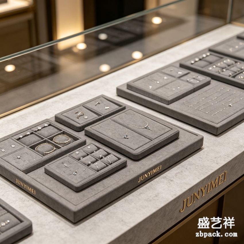 灰色可嵌套组合首饰托盘 珠宝摆台 TP45 | Grey Nestable Combined Jewelry Tray TP45