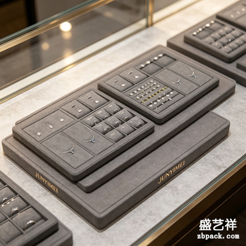 灰色可嵌套组合首饰托盘 珠宝摆台 TP45 | Grey Nestable Combined Jewelry Tray TP45 - 细节图3