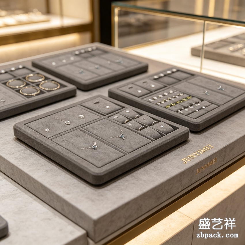 灰色可嵌套组合首饰托盘 珠宝摆台 TP45 | Grey Nestable Combined Jewelry Tray TP45 - 细节图4