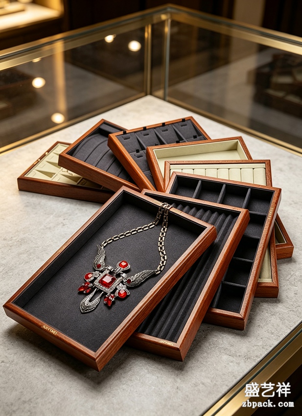 实木边框多规格珠宝托盘 TP48 | Wood‑Frame Multi‑Size Jewelry Tray TP48