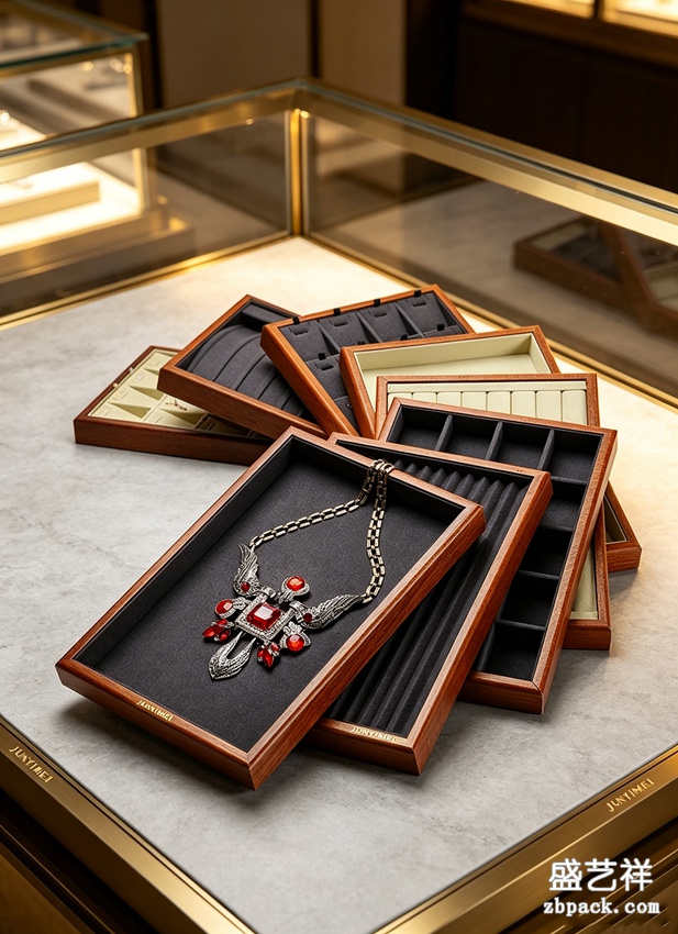实木边框多规格珠宝托盘 TP48 | Wood‑Frame Multi‑Size Jewelry Tray TP48 - 细节图2