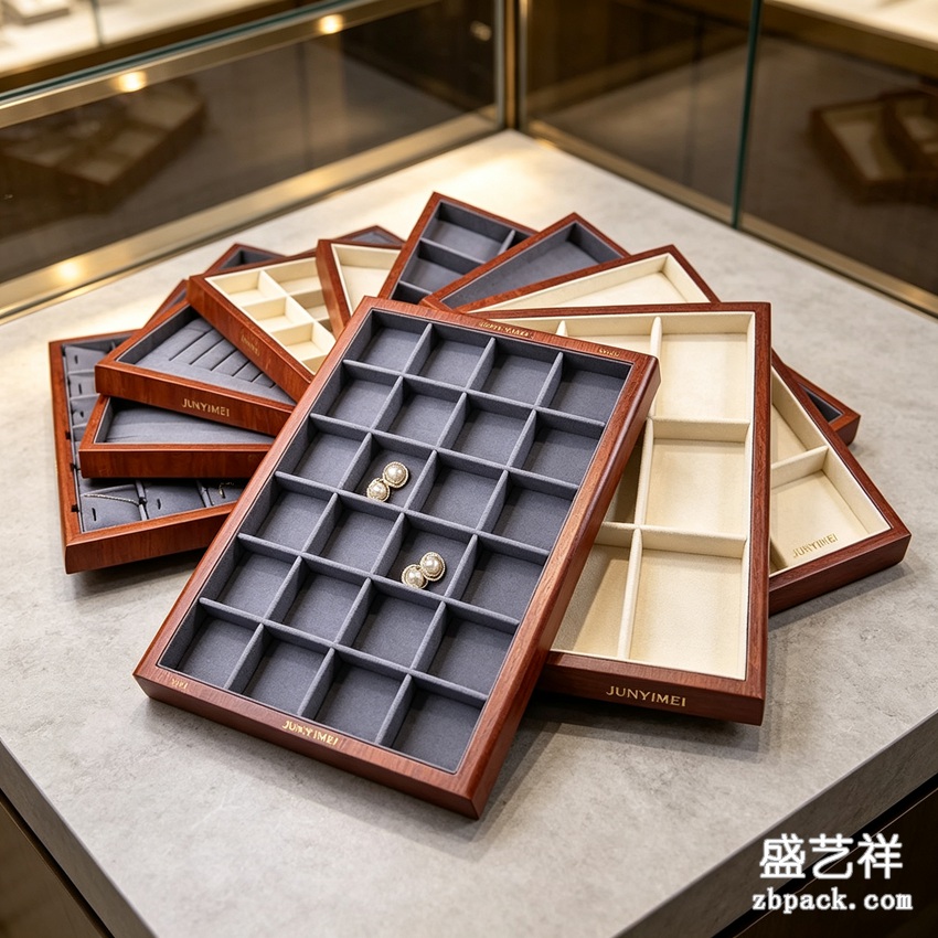 实木多格分格珠宝收纳托盘 TP49 | Wood Multi‑Grid Jewelry Storage Tray TP49