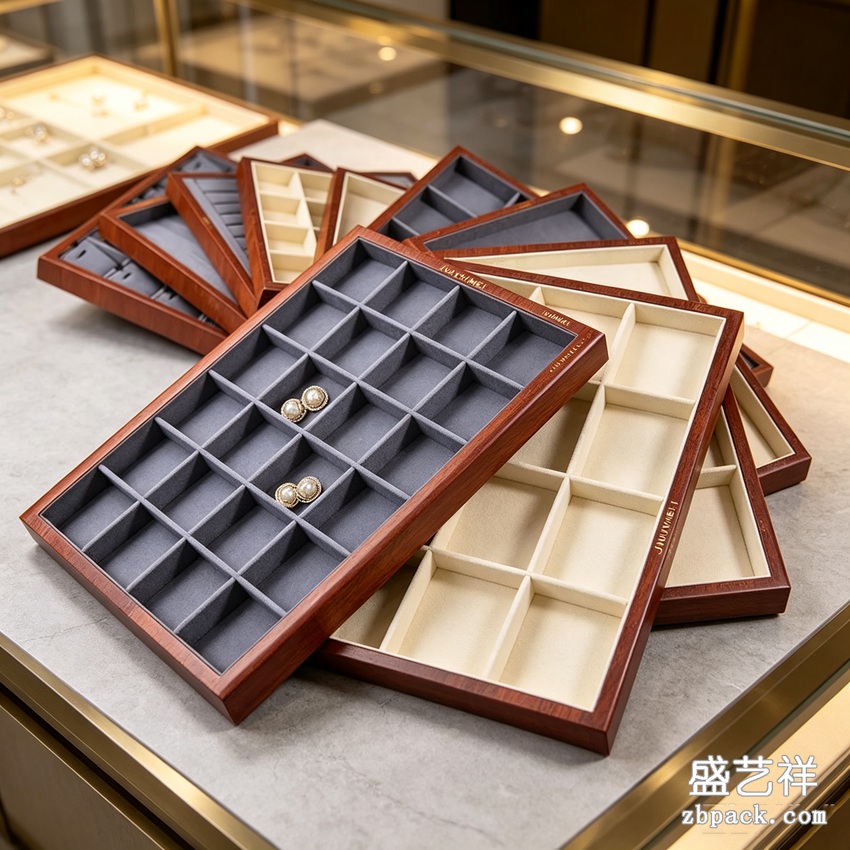 实木多格分格珠宝收纳托盘 TP49 | Wood Multi‑Grid Jewelry Storage Tray TP49 - 细节图3