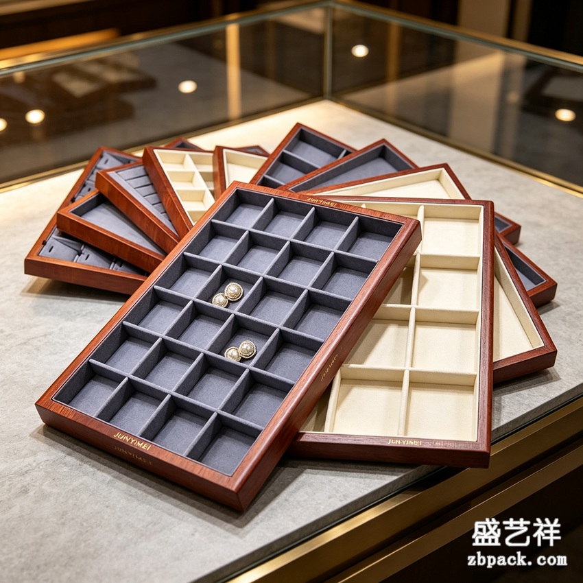 实木多格分格珠宝收纳托盘 TP49 | Wood Multi‑Grid Jewelry Storage Tray TP49 - 细节图4