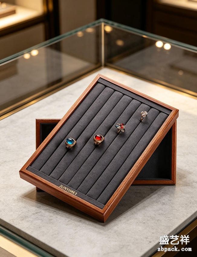 实木斜放戒指展示托盘陈列盘 TP50 | Wood Slant‑Display Ring Tray TP50 - 细节图2